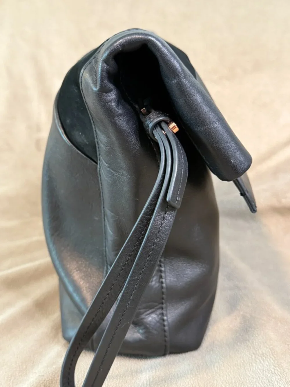 Calvin Klein Black Leather Oversized Envelope Clutch Flap Bag - Like New